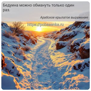 Бедуина можно обмануть только один раз.