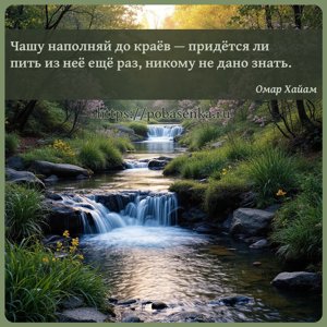 Чашу наполняй до краёв придётся ли пить из неё ещё раз, никому не дано...