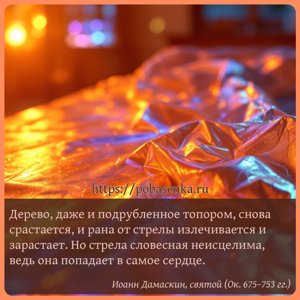 Дерево, даже и подрубленное топором, снова срастается, и рана от стрелы...