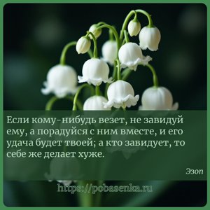 Если кому нибудь везет, не завидуй ему, а порадуйся с ним вместе, и его...