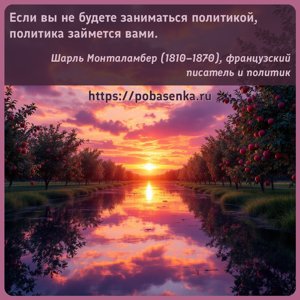 Если вы не будете заниматься политикой, политика займется вами.