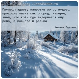 Глупец гадает напротив того, мудрец проходит жизнь как огород, наперед...
