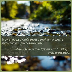 Иду вперед силой веры своей в лучшее, а путь расчищаю сомнением.