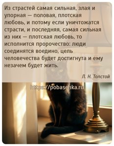 Из страстей самая сильная, злая и упорная половая, плотская любовь, и...