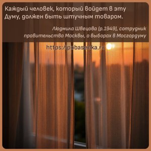 Каждый человек, который войдет в эту Думу, должен быть штучным товаром.