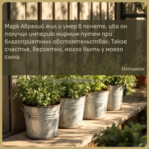 Марк Аврелий жил и умер в почете, ибо он получил империю мирным путем при...