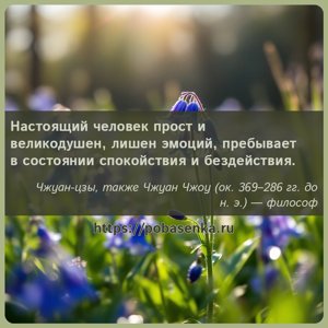 Настоящий человек прост и великодушен, лишен эмоций, пребывает в состоянии...