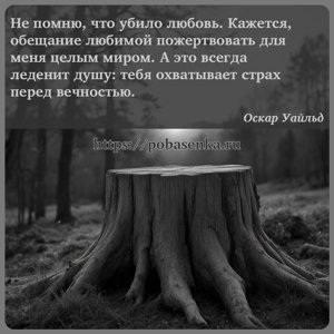 Не помню, что убило любовь. Кажется, обещание любимой пожертвовать для...