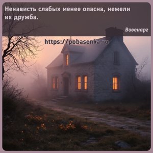 Ненависть слабых менее опасна, нежели их дружба.