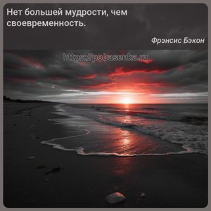 Нет большей мудрости, чем своевременность.