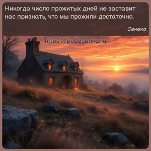 Никогда число прожитых дней не заставит нас признать, что мы прожили...