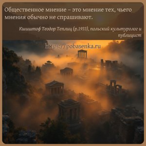 Общественное мнение это мнение тех, чьего мнения обычно не спрашивают.