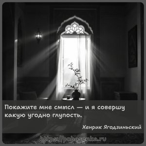Покажите мне смысл и я совершу какую угодно глупость.