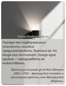 Прежде чем подвергаешься опасности, надобно предусматривать, бояться ее....
