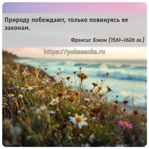Природу побеждают, только повинуясь ее законам.