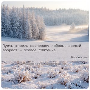 Пусть юность воспевает любовь, зрелый возраст боевое смятение.