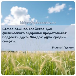 Самое важное свойство для физического здоровья представляет бодрость духа....