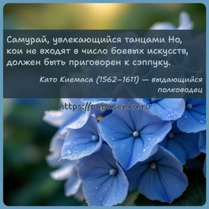 Самурай, увлекающийся танцами Но, кои не входят в число боевых искусств,...