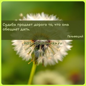 Судьба продает дорого то, что она обещает дать.