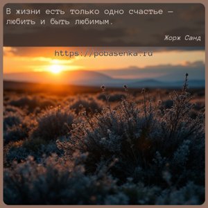 В жизни есть только одно счастье любить и быть любимым.