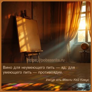Вино для неумеющего пить яд для умеющего пить противоядие.